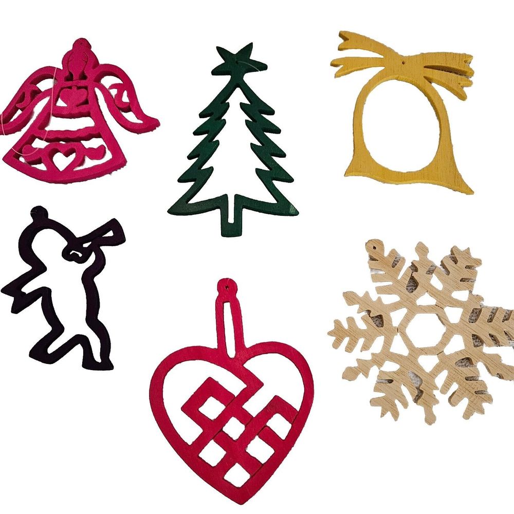 Vintage Christmas Ornaments Wooden Cut Off Wood Bangladesh New Keya Crafts
